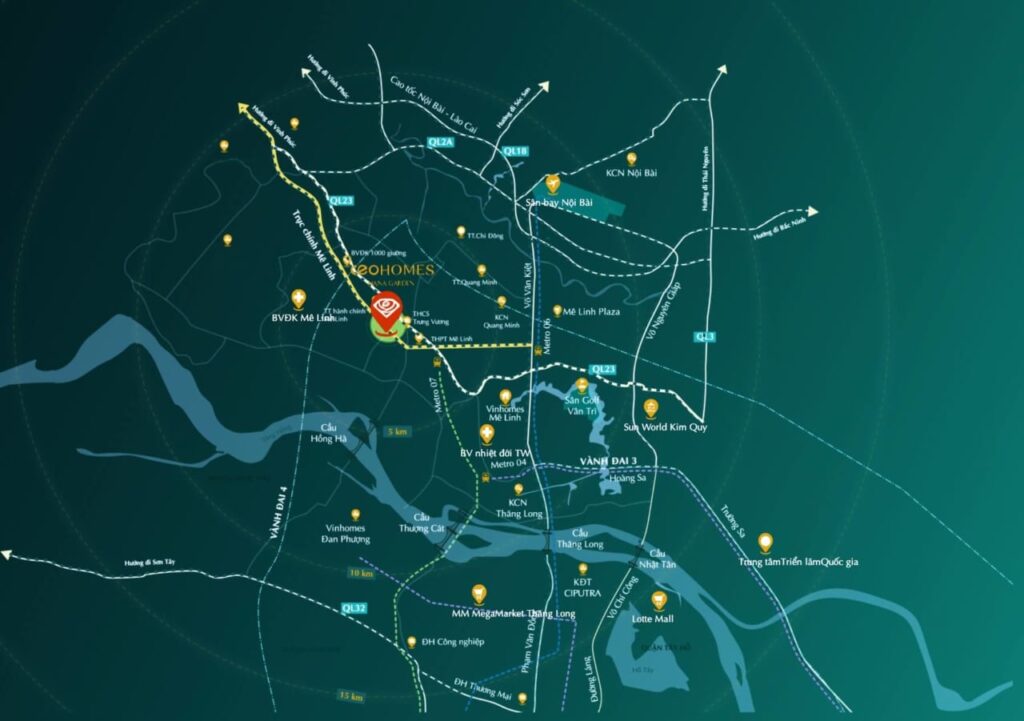 Vị trí dự án CEOhomes Hana Garden - Mê Linh